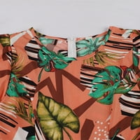 80-ih mamusna haljina za žene kostim plus rublice okrugle vrata za plažu cvjetni ispis kratkih rukava s kratkim rukavima s ljuljačkim haljinama proljeće ljetne haljine za žene Pinkm