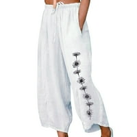 Ženska ležerna stil labavog pamuka i liste za ispis konopca devet hlača casual pantalone ženske casual