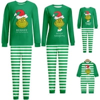 Grinch Porodica koja odgovara Božićnu pidžamu postavljena odrasla osoba i dječja spavaća odjeća Grinch Elf prugasti PJS odijelo