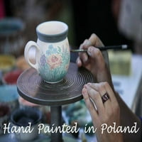 Poljska posuda 9½ vaza ručno oslikana u Boleslawiec, Poljska + potvrda o autentičnosti