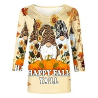 Tdoqot Halloween majice za žene - Spirit Graphic Plus Veličina Jeseni posad rukav ležerna majica Khaki