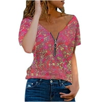 Košulje s dugim rukavima za žene labava bluza za bluzu za bluzu u obliku kruga DEMIM košulje za čipke useljenice čipke vrhovi Halter Top V-izrez ljetni kratki patentni zatvarač