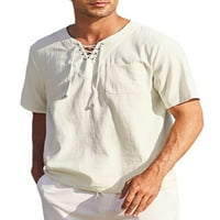 Muški pulover u boji s kratkim rukavima V izrez T majice Ležerne prilike ljetne plaže Yoga vrhovi kratkih rukava čipka u obliku vrata