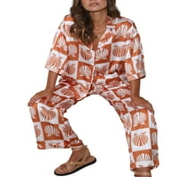 Eyicmarn ženske pidžame postavio je slatka morska majica za printu za printu + hlače postavljena salona