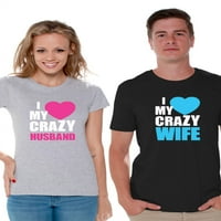 Newwward Styles Supruga i muž parovi majica Volim svoju ludu muž košulju volim svoju ludu ženu za parove