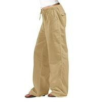 Plus pantalone za žene sa džepovima Ženska ležerna boja Modni džep Elastični struk Ravne hlače