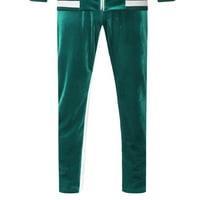 Stamzod Muškarci setovi odjeće Sportska boja Casual Velvet Casual Dvodijelna jakna hlača zelena xxxl