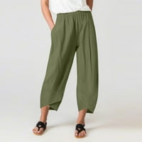 Ženske hlače Dnevno casual osam duljina pantalona džepova elastična struka čvrste hlače žene