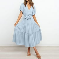 PEDORT Ljetna sunčana haljina Ležerna mini ženska haljina sunčane haljine Sky Blue, XL