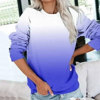 Farstey Crewneck Dukserica Ženska sobna fit gradijentski ispis pulover majica salon dugih rukava lagani mekani duksevi