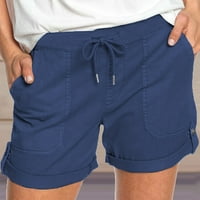 Aueoeo Slatke kratke hlače, ženske kratke hlače Comffy elastični šarki za struk Ljeto Povucite kratke kratke hlače sa džepovima
