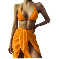 Hinvhai Clearence Wimmuits za žene plus veličine Ženski bikini set Trokut od punog boja kupaći kostim