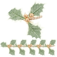 Salveta kopče Božićni simulirani zeleni listovi i bobičasto dizajn prstenovi salvete