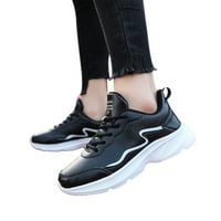 Ženske cipele Jednobojna modna koža čipke ravne potpetice okrugle tenisice tenisice za žene veličine