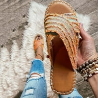 Gnobogi Ženske sandale Žene stanovi cipele traper otvorenim papuče na prstom prozračne udobne cipele rimske sandale na plaži za odmor smeđe boje