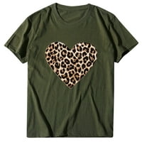 Košulje za žene labave fit valentinov rukav o leopard kratkim dnevnim vrhom tiskane žene za ženska bluza