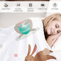DiCasser Easter Bunny bacajte pokrivač s jastukom opružnim cvijećem lagane ćebad za pauzu za ručak