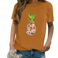 Amtdh Ženske majice Tee kratki rukav Teen Girls Modni Crewneck Tunic Tuns za žene Y2K odjeća Ananas