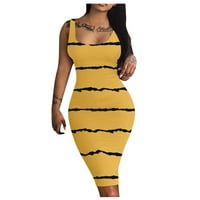 Ženska modna ljetna haljina naljepnica Laild pulover haljina bez rukava, žuta, 95% poliester, 5% spandex