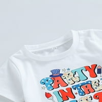 Toddler Baby Boy 4. jula Outfit Slovo kratkih rukava Majica TEE američke kratke hlače postavljene četvrtinu
