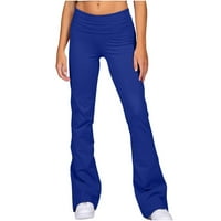 Olyvenn ženska tanka fit bljesak punog struka pune dužine duge hlače široke pantalone za noge Vježbanje pantalone ljetne pantalone Yoga Gym hlače ženska modna plava plava 8