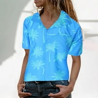 Ženska funky havajska košulja za bluza s bluzama odlazi cvijeće na vrhu