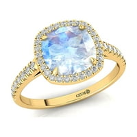 Rainbow Moonstone, Diamond zaručnički prsten, ručno rađeni prsten za obećanje, juni pijance za vjenčani prsten