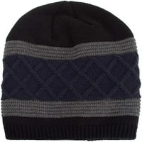Žene muškarci tople vrećice tkanje Crochet Solid Color Caps Zima vuna pletene skijanje lubanje kape šešir-crno