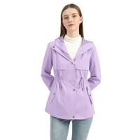 Xinqinghao Women Plus size Jednobojni kaputići sa kapuljačom kaput dugih rukava opušteni kaput sa zatvaračem na plutača plutača