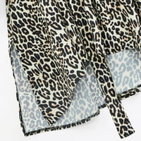 Stamzod modni kardigani za žene Trendi ljetni casual leopard tisak s kratkim rukavima V-izrez Srednja telesna haljina
