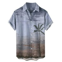 Muška ljetna bluza Muški okrugli vrat kratkih rukavica sa majicama na majici Havajska rever džep grafički