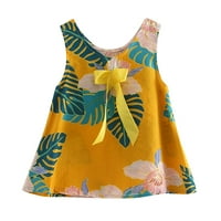 Dyfzdhu Djevojke Haljina Ispis listova cvjetna dječja odjeća odjeća Djevojke Bow Baby Beaveless Ležerne