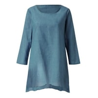 Shiusina Women Plus veličina dugih rukava nepravilna majica za blube za blube s majicom Ljetne tunike