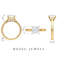 Princezo rez Moissite Solitaire zaručni prsten, 14k bijelo zlato, SAD 10,50