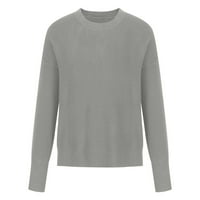 Ženska džemper čišćenje ženskih modnih rukava s dugim rukavima Okrugli vrat Labavi pulover vrhovi bluza Pleteni džemper Rolbacs Grey 12
