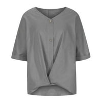 Posteljine za žene plus veličina Dugme V bluza za rukav izrez Lagani udobni casual labavi fit vrhovi