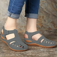 Hinvhai Womens Ljetne cipele Čišćenje Žena Ljetne modne casual Sandale Ležerne prilike ravne boje cipele s punim bojama Siva 7