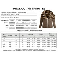 Keeccty Ženska odjeća jakna Leopard ubod patentnog zatvarača s dugim rukavima od runa