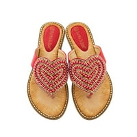 B91XZ sandale za žene Ležerne prilike ljetni biserni Ženski okrugli modni Rhinestone Love Toe Pinch Sandals Cipele Ženske sandale crvene boje, veličine 8.5