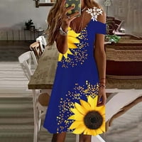 Ženska ležerna haljina za ljetnu majicu Ispis kratkih rukava Tuničke trake za čipke haljina ljetna poslovna