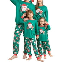 Mubineo Family Božićne pidžame Podudarni set, Cartoon Santa Ispis vrhovi dugih rukava sa hlačama za
