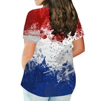 Zkozptok Plus vrhovi veličine za žene Neovisnosti Dani Ispiši kratke majice s kratkim rukavima Bluze, plavi, XL