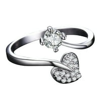 Sliver White dame čisti imitacijski prsten srebrni bakarski prsten pozvani ljubavni prstenovi