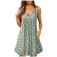 Haljine za žene mini mini bez rukava Ležerne prilike V-izrez Ljeto Odštampana haljina zelena 4xl