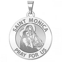 Slikovitolgold.com Saint Monica W Njen sin Saint Augustine Religiozne medalje Ogrlice Privjesci Veličina dimeta, Čvrsta 14k žuto zlato