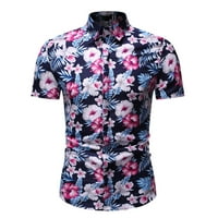 Puawkoer muški proljetni ljetni modni gornji ovratnik elegantno tiskano jednostruka majica kratka rukava majica Muška odjeća 3xl mornarica