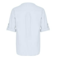 CLlios posteljina majice muškarci modni casual gumb gore Henley majica čvrsta valjana majica s dugim rukavima