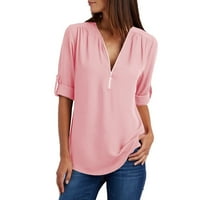 Buigttklop Nema granica Ženske vrhove Clearance Summer Košulje Potpuno tunika V-izrez Bluza za bluzu