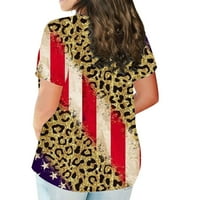 Olyvenn ženske plus veličine Patriotske majice Drop kratkih rukava Stoes Neovisnost Dan zastava Ljetne