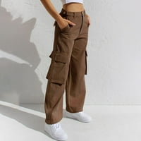Apepal pantalone ženske baggy teretni hlače Vintage traperice sa džepovima širine nogu pantalone labave